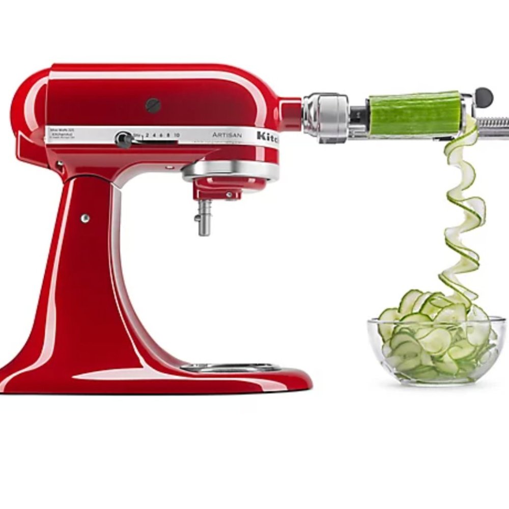 KitchenAid Artisan Red Stand Mixer with Spiralizers Attachment